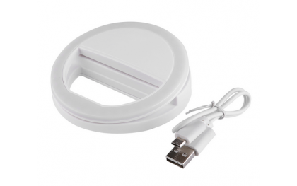 Selfie lamp voor op uw mobiele telefoon / LED Selfie Ring met USB laadkabel / Wit / HaverCo