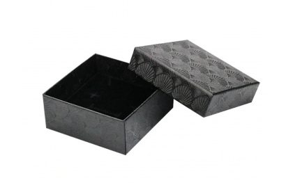 Luxe ringendoosje Zwart Oorbellendoosje met patroontje 5x5x3.5cm / HaverCo
