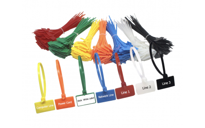 100 stuks Tierip labels zegels in verschillende kleuren gemengd 100x Tiewraps Tywraps Kabelbinders met hangers / HaverCo