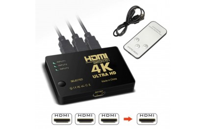 HDMI switch 3x IN naar 1x UIT / 4K Ultra HD / 1x3 switch / HaverCo