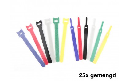 Herbruikbare klittenband kabelbinders 25x / Gemengde kleuren 15cm lengte / HaverCo