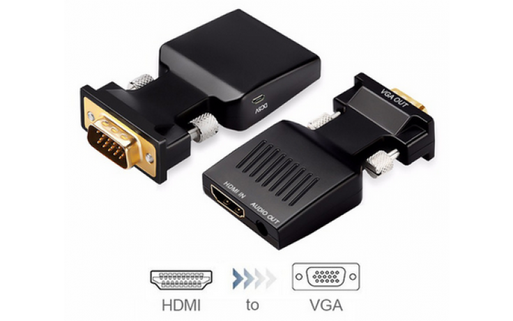 HDMI female naar VGA male converter 1080P + Jack aansluiting