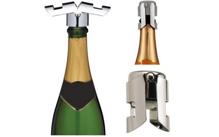 Luxe Champagnestopper set Wijn stopper Afdop set Zilver / 2 stuks / HaverCo