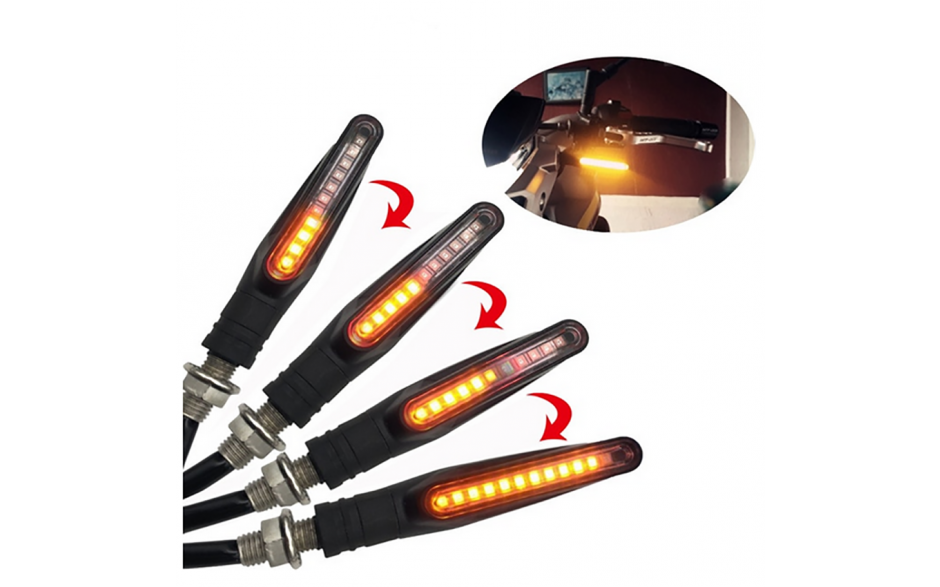 Knipperlichten 2 stuks voor motorfiets LED richtingaanwijzers met lopende aanwijzers Amber kleur / HaverCo