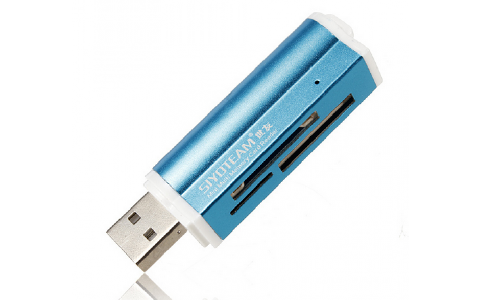 Kaartlezer all-in-1 USB 2.0 voor MicroMS M2 SD MMC SDHC DV MS Duo MS Pro Duo Micro SD T-Flash geheugenkaarten / Blauw