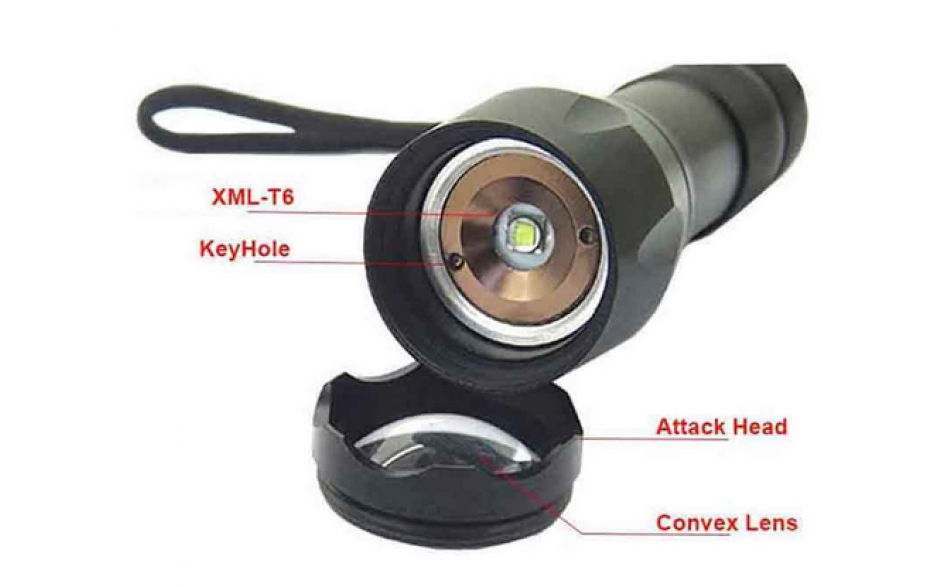 LED zaklamp torch 18650 zoom waterproof XM-L T6 3800LM 5 Zoomable / 3.7V accu