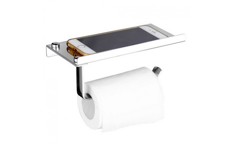 RVS toiletrol houder met telefoonhouder voor mobiele telefoon Roestvaststaal Toiletrolhouder / HaverCo