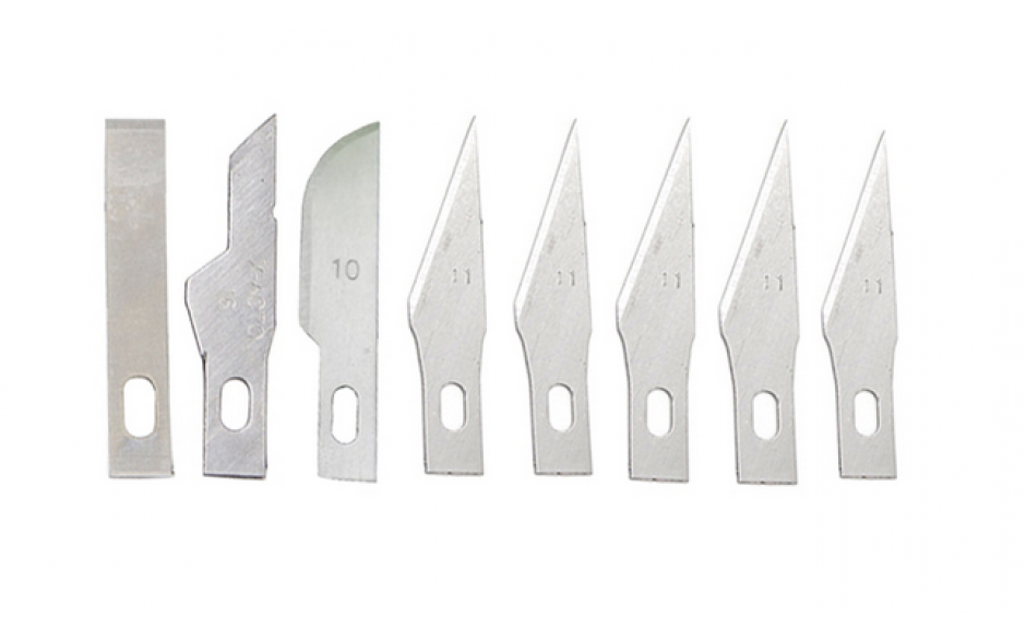 Scalpel mes met 9x losse mesjes in verschillende vormen Voor hobby & modelbouw / Goudkleurig handvat / HaverCo