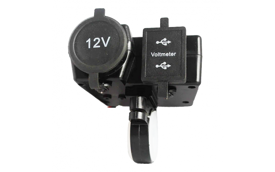 Motorfiets aansluiting voor 12V (sigaret + USB) met voltmeter / Universeel aan te sluiten / HaverCo