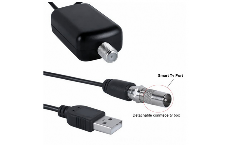 DVB-T2 antenne met ingebouwde versterker op USB-voeding en COAX aansluiting / HaverCo