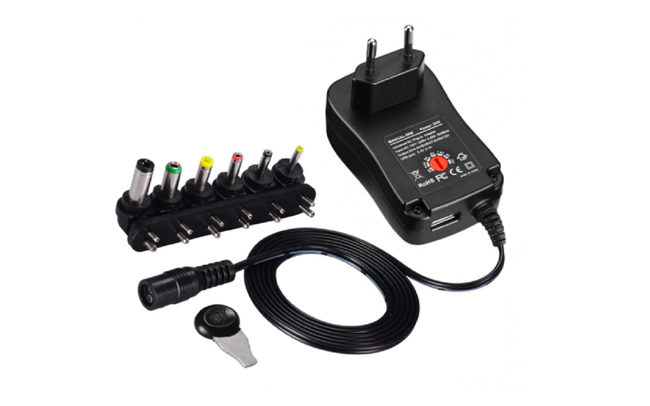 Universele stroom adapter poweradapter 3V 4.5V 5V 6V 7.5V 9V 12V / 30W 2A 2.5A / HaverCo