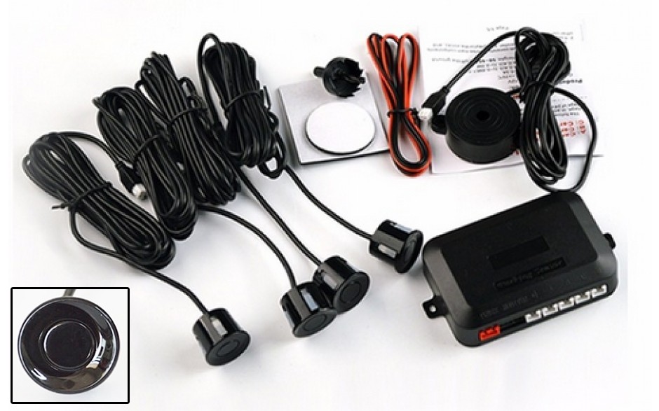 Parkeersensoren met speaker / 4 stuks zwart / 12V / Parkeersysteem Parkeerpiepers