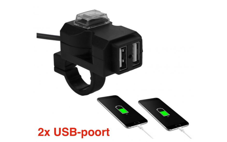 Motorfiets USB aansluitingen 2x 5V 3.1A / Universeel toepasbaar / Motorfiets Scooter / HaverCo