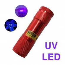 Krachtige UV lamp zaklamp UV-lamp 395-400nm op batterijen 9x LED / 9.2cm lengte / HaverCo