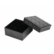 Luxe ringendoosje Zwart Oorbellendoosje met waaier patroontje 5x5x3.5cm / HaverCo
